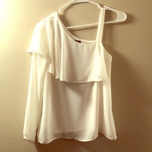 One Shoulder Chiffon Blouse